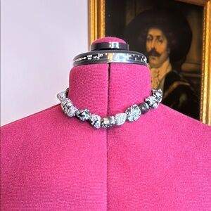 Elegant Black and Gray Stone Beaded Necklace